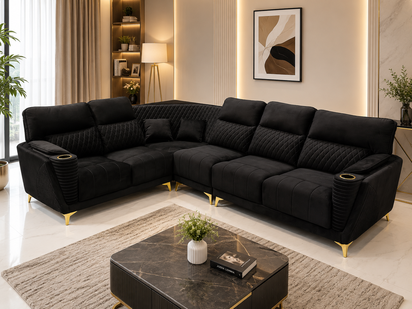 BLACK RECLINER COMFORT SOFA