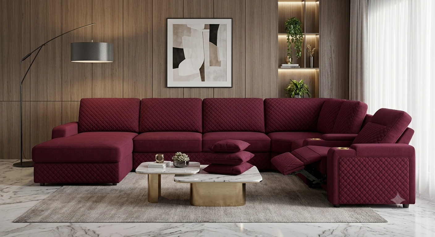 CORNER SOFA WITH SINGLE AUTOMATIC RECLINER