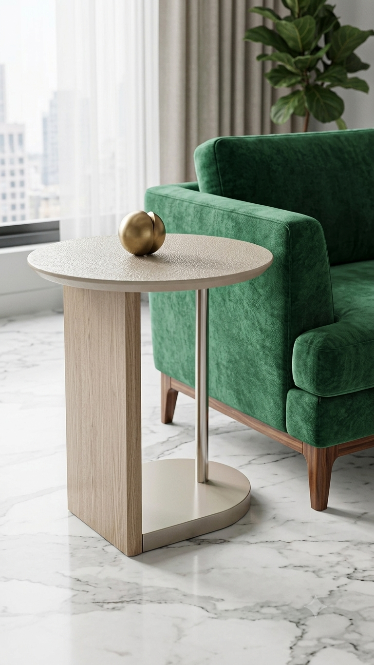 CREAM WOODERN END TABLE