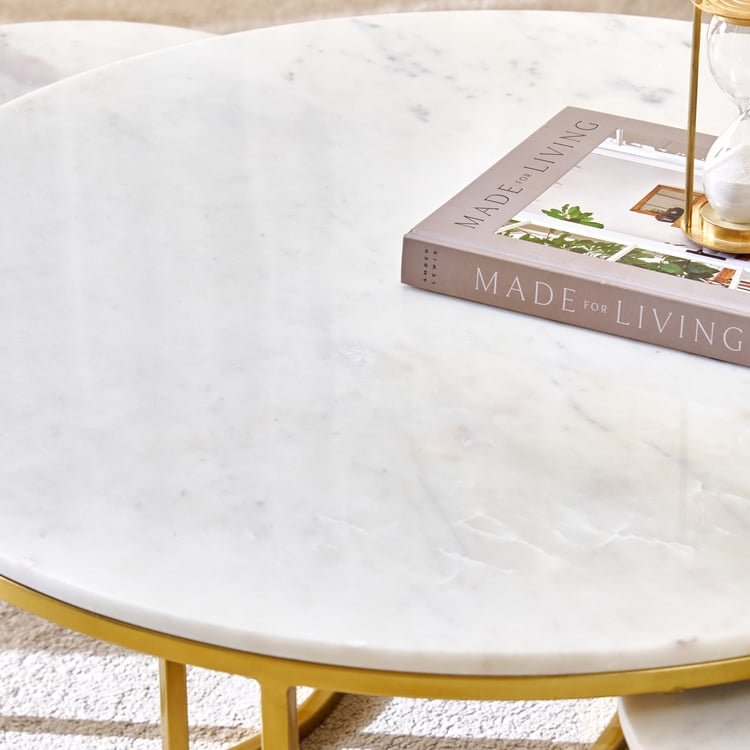 Freedo NXT Marble Top Set of 3 Nested Coffee Tables - White image 4