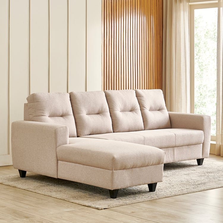 Helios Kayin Fabric 4-Seater Left Corner Sofa with Chaise - Beige
