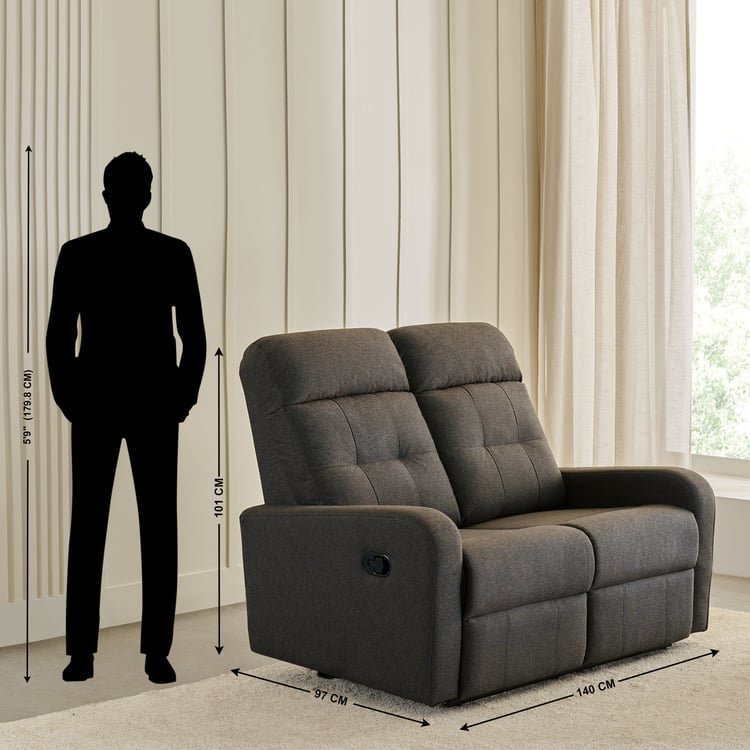 Helios Toledo Fabric 2-Seater Recliner - Brown image 3