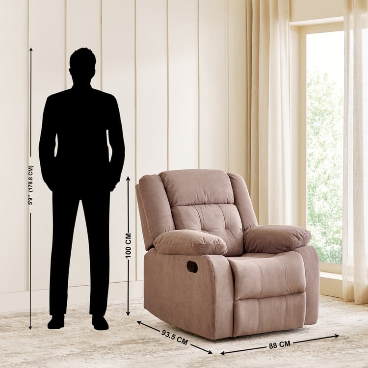 Helios Zurich Fabric 1-Seater Recliner - Brown image 3