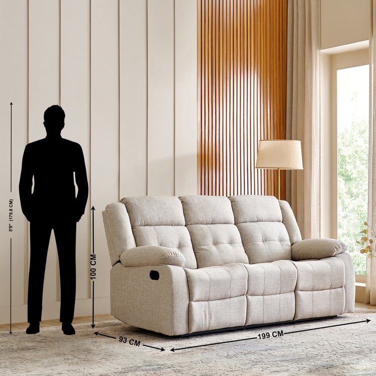 Helios Zurich Fabric 3-Seater Recliner - Beige image 3