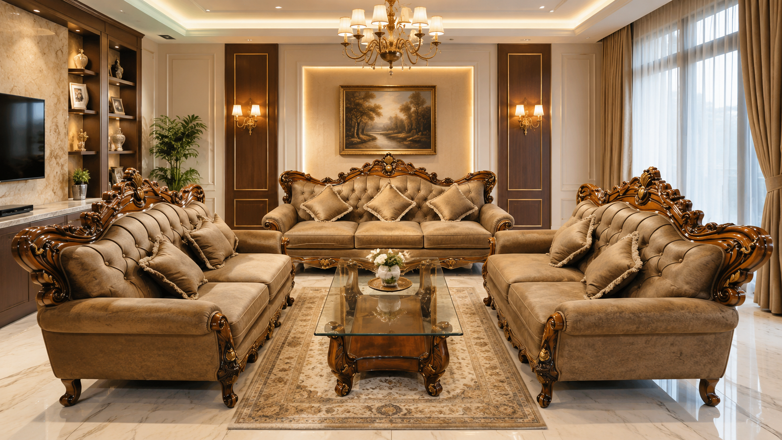 MAHARAJA SOFA SET 3+2+2 WITH CENTER TABLE