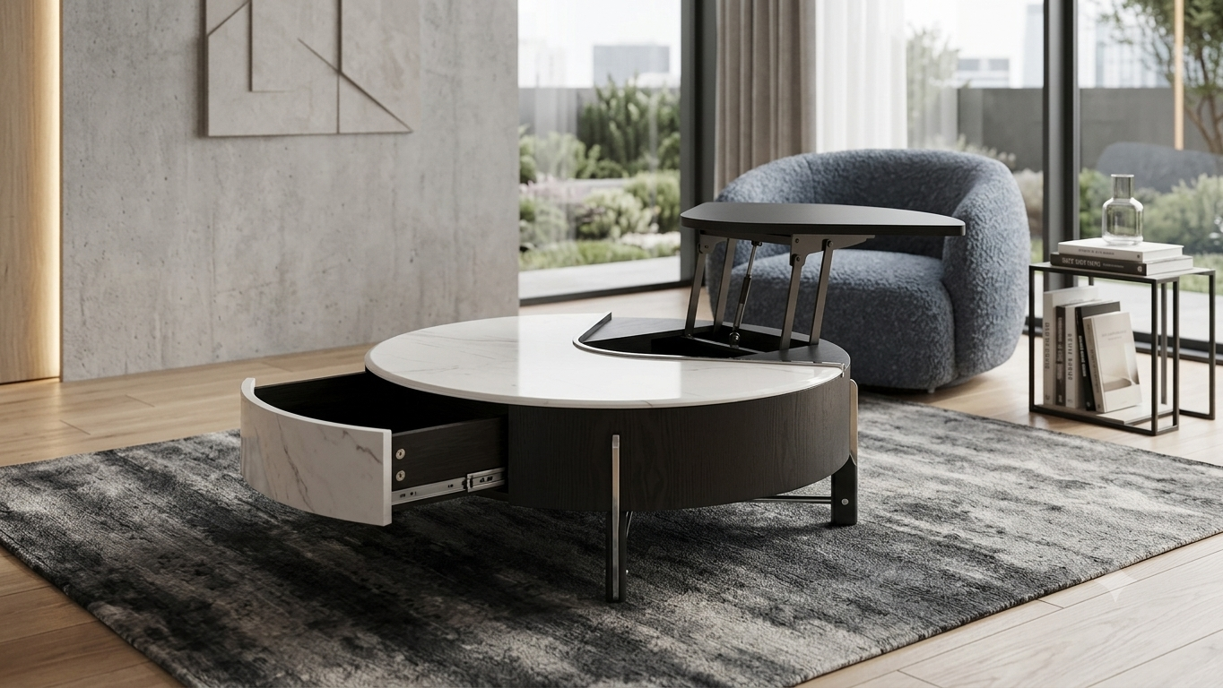 MARBLE HYRDROLIC STORAGE CENTER TABLE
