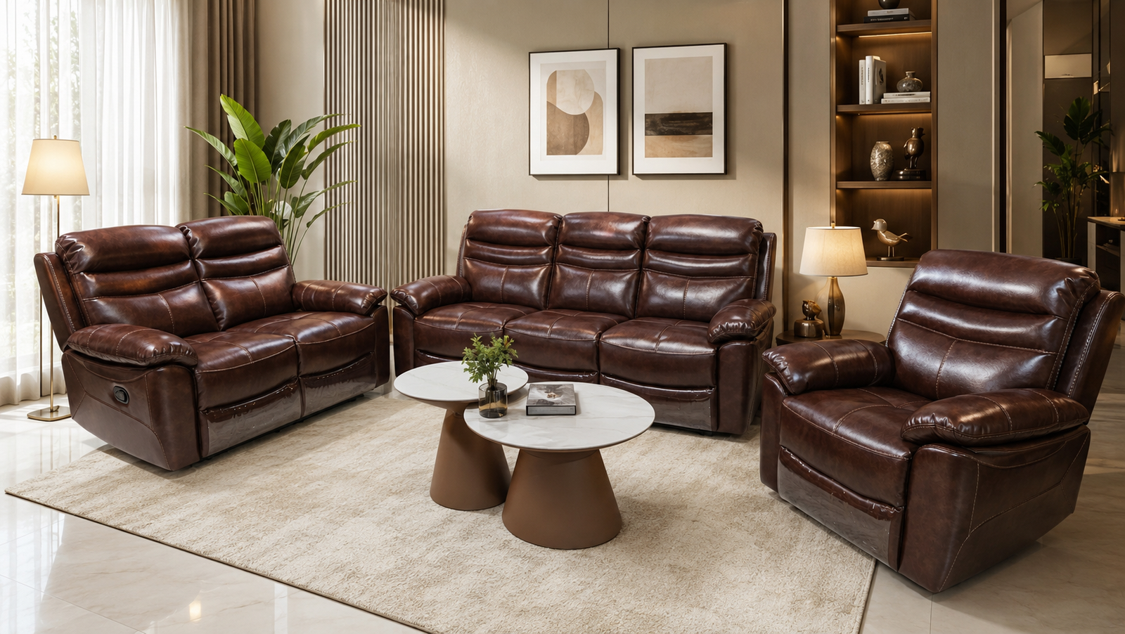 PURE LEATHER 3+2+1 MANUAL RECLINER SET