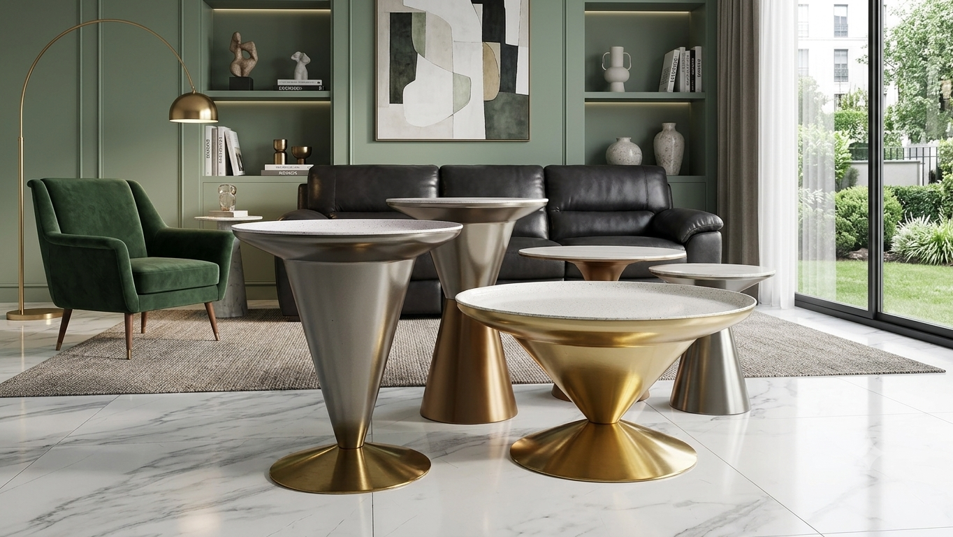 STEEL PAINTED SET OF 2 NEST TABLES