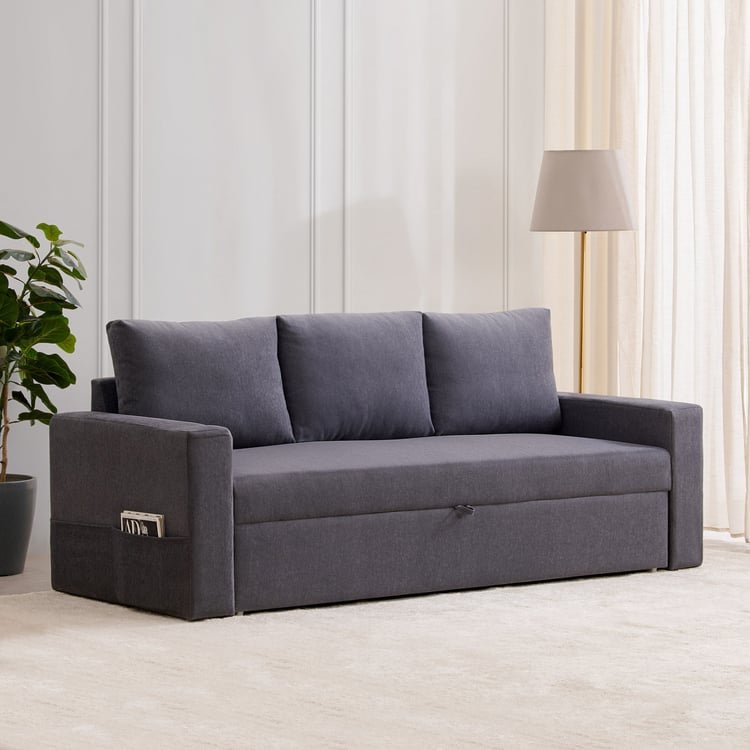 Woodland Fabric 3-Seater Sofa Bed - Grey