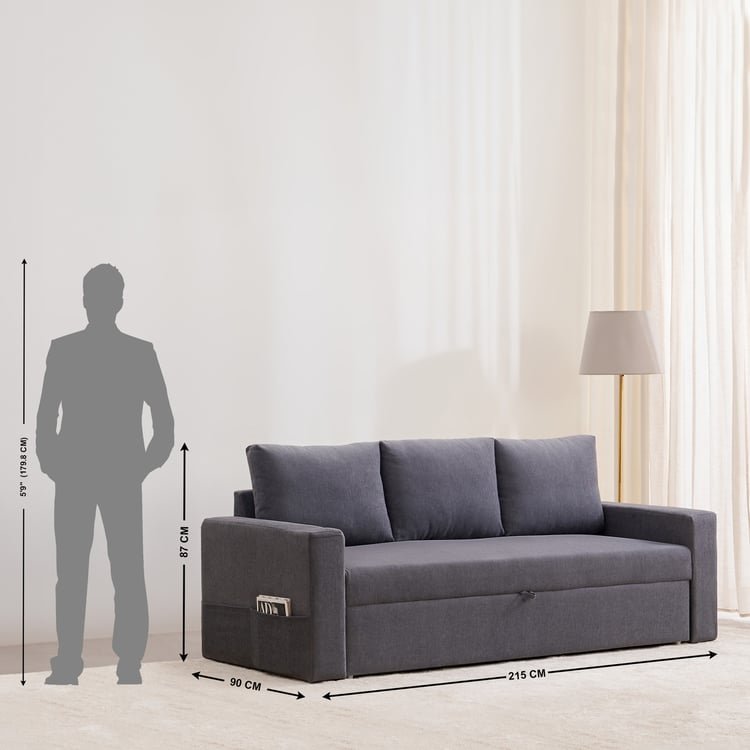 Woodland Fabric 3-Seater Sofa Bed - Grey image 3